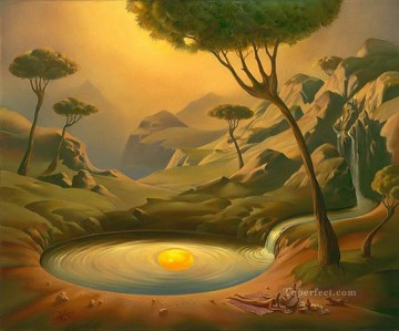 150の主題の芸術作品 Painting - 湖上の朝食シュルレアリスム